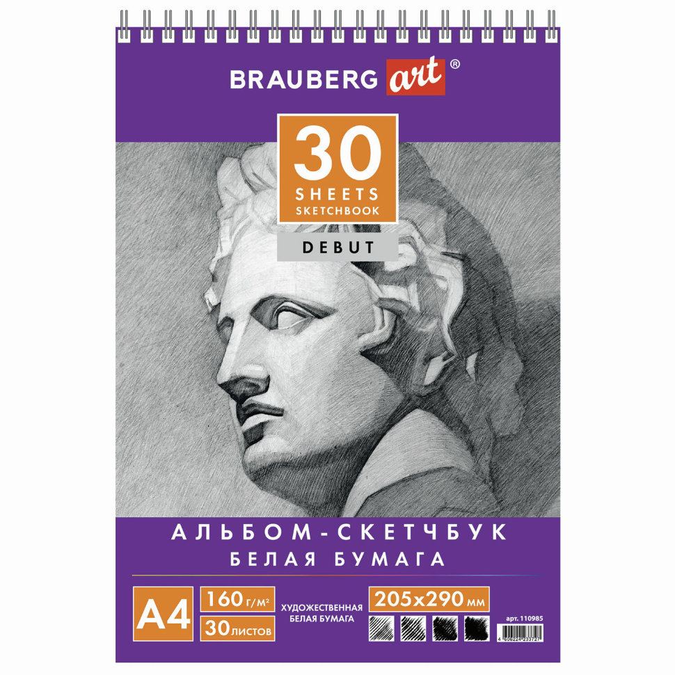 Скетчбук 205х290 мм Debut, 30 листов, 160 г/м2 110985 цена за 3 шт , 